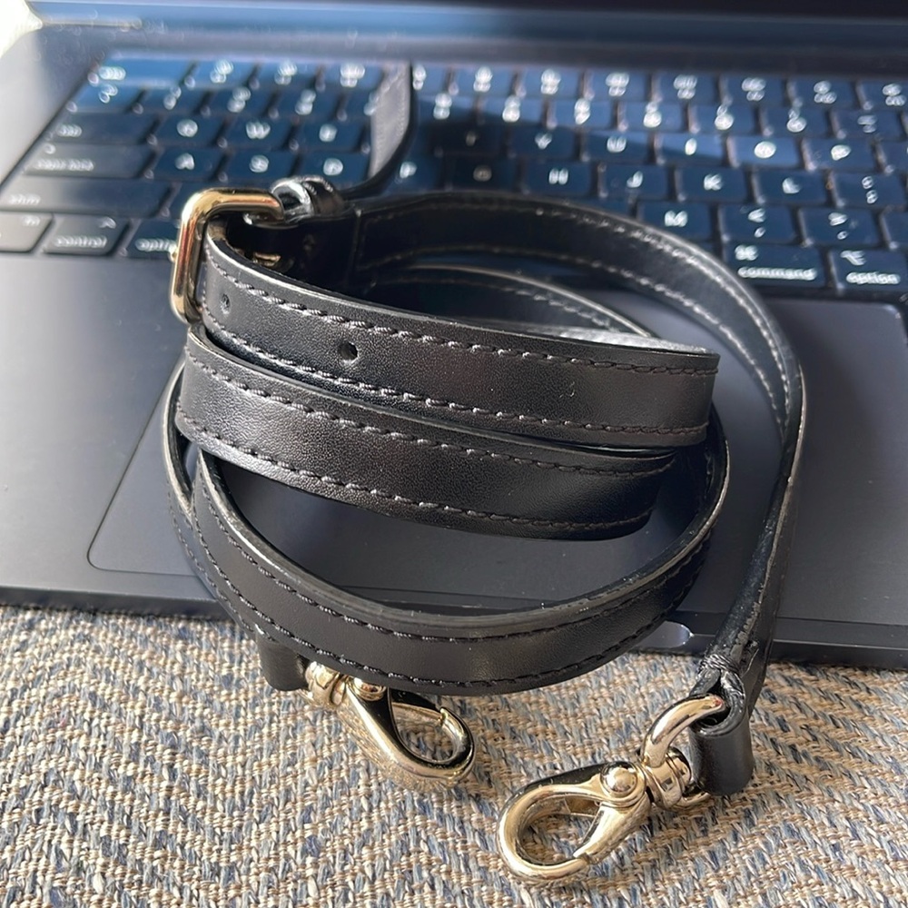 kate spade Black Leather Adjustable Crossbody Strap with Gold Hardware - Picture 2 of 13